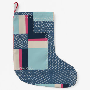 シンプルジオメトリックブラシストローク:カラーブロック スモールクリスマスストッキング