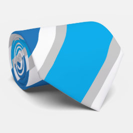 シンプルジオメトリックブルー白とグレーのストライプ ネクタイ