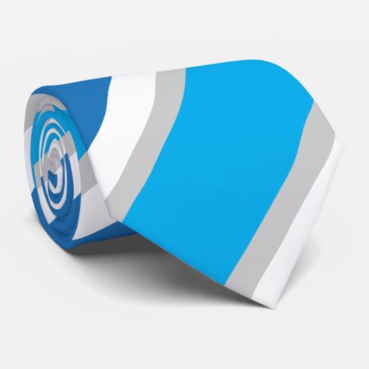 シンプルジオメトリックブルー白とグレーのストライプ ネクタイ (ロール)