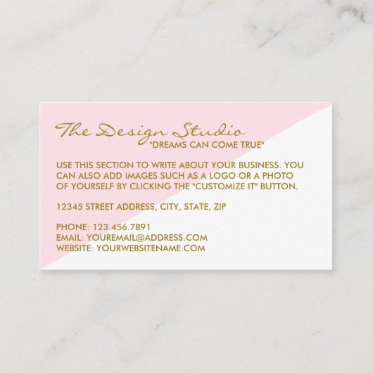 シンプルジオメトリックホワイトおよびゴールドフォイル効果 名刺 (裏面)