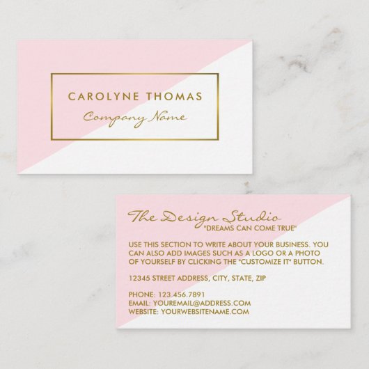 シンプルジオメトリックホワイトおよびゴールドフォイル効果 名刺 (正面/裏面)