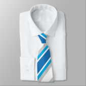 シンプルジオメトリブルーとグレーのストライプ ネクタイ (タイ)