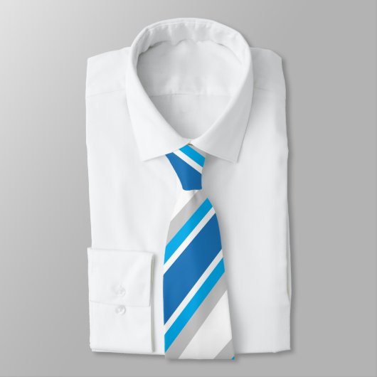 シンプルジオメトリブルーとグレーのストライプ ネクタイ (タイ)