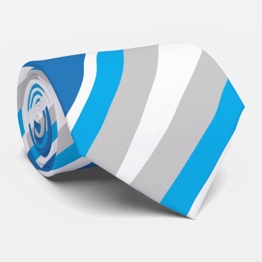 シンプルジオメトリブルーとグレーのストライプ ネクタイ (ロール)