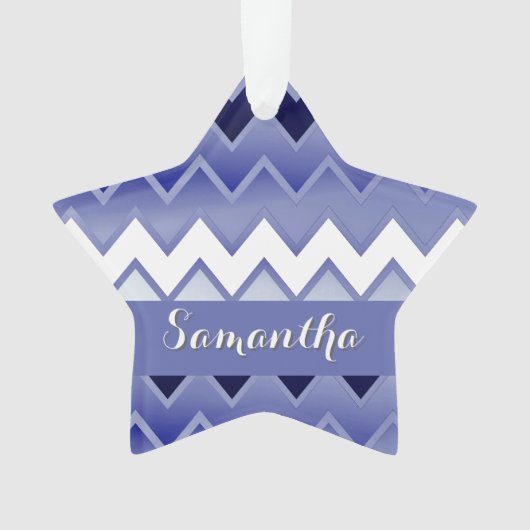 シンプルジグザグ – ネービーブルー オーナメント (正面)