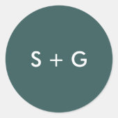 シンプルジャスパー結婚グリーンモノグラム ラウンドシール (正面)