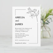 シンプルジャスミンリーフ白黒タイプライター結婚ズ 招待状 (スタンド正面)