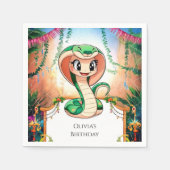 シンプルジャングルスネーク誕生日 スタンダードカクテルナプキン (正面)