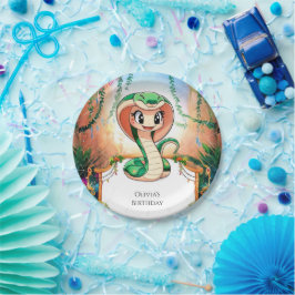 シンプルジャングルスネーク誕生日 ペーパープレート