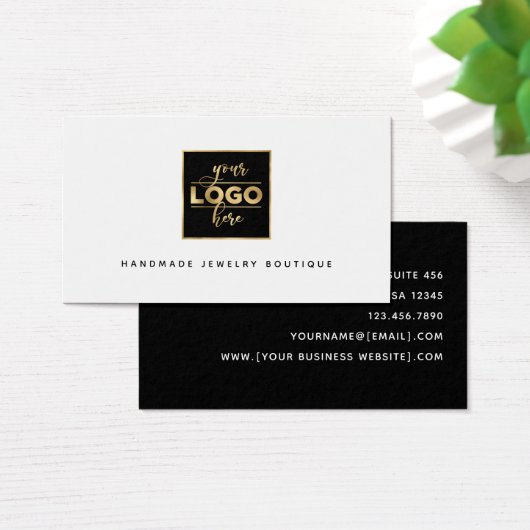 シンプルジュエリーデザイモダンナーロゴ名刺 (デスク)