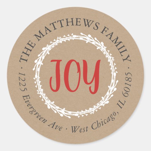 シンプルジョイクラフトラウンド差出人住所ラベル ラウンドシール (正面)