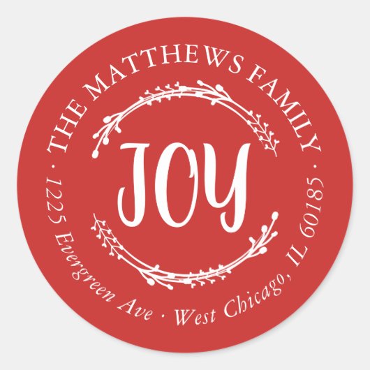 シンプルジョイ丸差出人住所ラベル ラウンドシール (正面)
