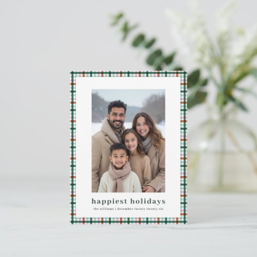 シンプルジンガム写真最高のクリスマスクリスマス シーズンポストカード (スタンド正面)