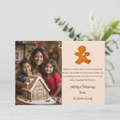 シンプルジンジャーブレッドマンミニマルおもしろい写真クリスマス シーズンカード (スタンド正面)