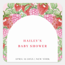 シンプルスイートストロベリーアーチベビーシャワー スクエアシール