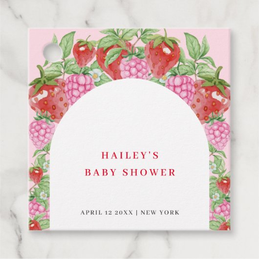 シンプルスイートストロベリーアーチベビーシャワー フェイバータグ (正面)