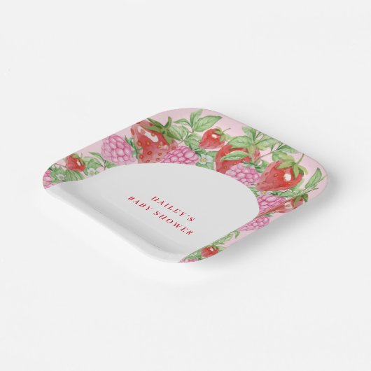 シンプルスイートストロベリーアーチベビーシャワー ペーパープレート (傾斜あり)