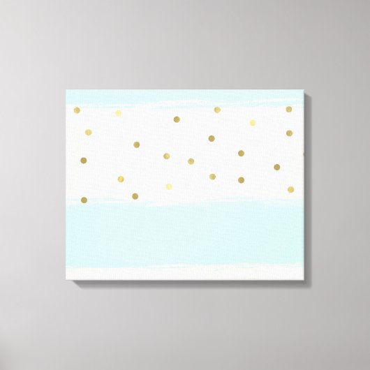シンプルスイートピーチミント金ゴールドストライプ紙吹雪 キャンバスプリント (正面)
