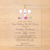 シンプルスイートワインテイスティングブライダルシャワー アクリル招待状 (正面)