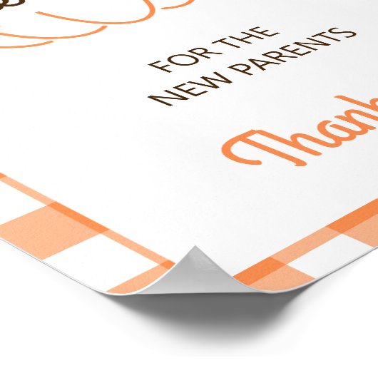 シンプルスウィートカボチャ赤ちゃんシャワーアドバイスとウィッシュ ポスター (角)