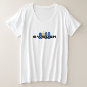 シンプルスウェーデンモダンスウェーデン国旗のお土産 プラスサイズTシャツ