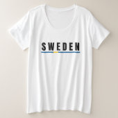 シンプルスウェーデンモダンスウェーデン手紙国旗の土産 プラスサイズTシャツ (デザイン正面)