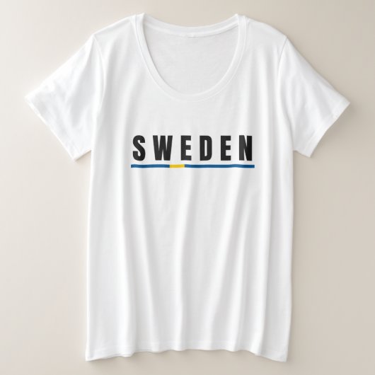 シンプルスウェーデンモダンスウェーデン手紙国旗の土産 プラスサイズTシャツ (デザイン正面)