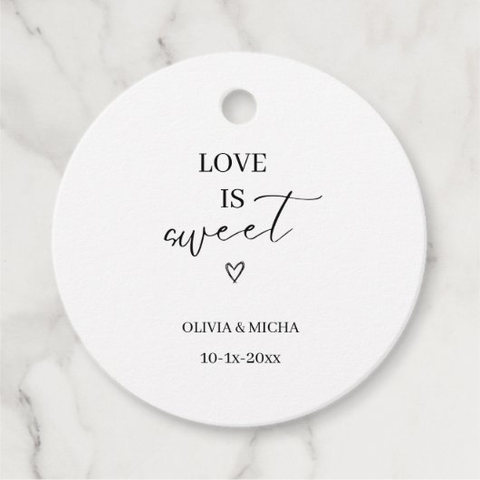 シンプルスエレガントクリプト愛は甘い結婚式の引き出物 フェイバータグ (正面)