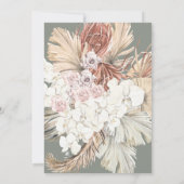 シンプルスエレガントセージフローラモスグリーンパンパスボホ 招待状 (裏面)