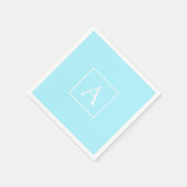 シンプルスカイブルーモノグラム スタンダードカクテルナプキン (角)