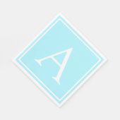 シンプルスカイブルーモノグラム スタンダードランチョンナプキン (角)