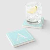 シンプルスカイブルーモノグラム ストーンコースター (横)