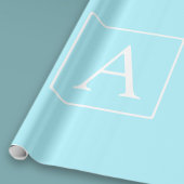 シンプルスカイブルーモノグラム ラッピングペーパー