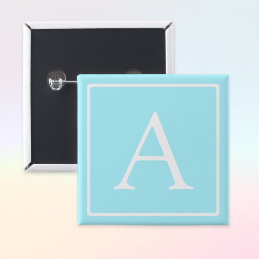 シンプルスカイブルーモノグラム 缶バッジ