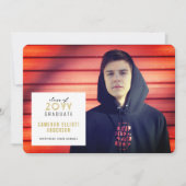 シンプルスクウェア・ミニマル写真卒業パーティー 招待状 (正面)