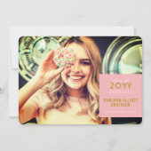 シンプルスクウェア・ミニマル写真卒業パーティー 招待状 (正面)