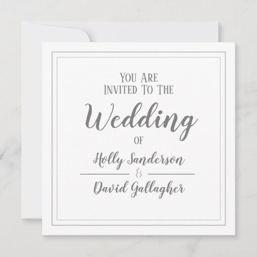 シンプルスクエアグレイ&ホワイトデザイン招待状 (正面)