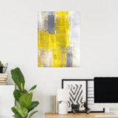 'シンプルスクエア'グレーとイエロー抽象芸術アート ポスター (ホームオフィス)