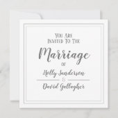 シンプルスクエアグレー&ホワイトウェディングデー 招待状 (正面)
