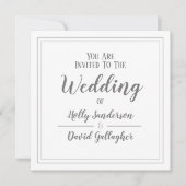 シンプルスクエアグレー&ホワイトウェディングデー 招待状 (正面)
