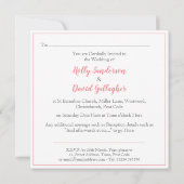 シンプルスクエアパステルカラーズウェディングデー 招待状 (裏面)