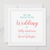 シンプルスクエアパステルカラーズウェディングデー 招待状 (正面)