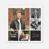 シンプルスクエアブロック4写真モダン卒業パーティー スタンダードカクテルナプキン (正面)