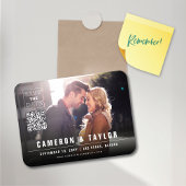 シンプルスクエアモダンボックス写真シック日付を保存 マグネット