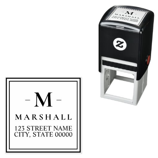 シンプルスクエアモノグラム差出人住所 セルフインキングスタンプ (インサイチュ)