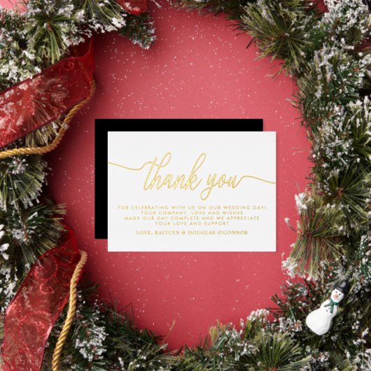 シンプルスクリッ結婚トありがとうご実在ざう 箔招待状 (インサイチュ)