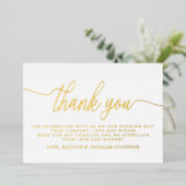 シンプルスクリッ結婚トありがとうご実在ざう 箔招待状 (立ち正面)