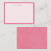 シンプルスクリパーソナライズされたプトピンク ノートカード (正面/裏面)