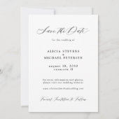 シンプルスクリプエレガントトのフォトオーバーレイ結婚の セーブザデート (裏面)