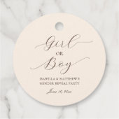 シンプルスクリプエレガントトの性別でベージュパーティーを表示 フェイバータグ (裏面)